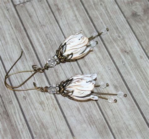 White Tulip Earrings Flower Earrings Tulip Jewelry Vintage Etsy