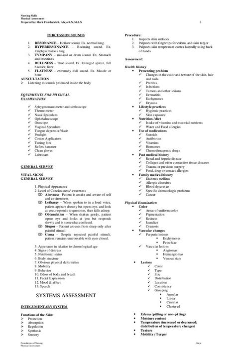 Physical Assessment Handouts