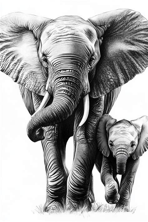 Elephant Art Print Mother and Baby Elephant Illustration - Etsy in 2024 ...