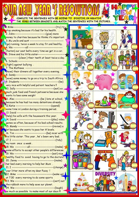 Our New Year S Resolutions General… English Esl Worksheets Pdf And Doc