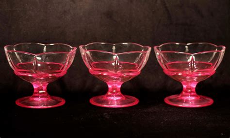 Vintage Glass Sundae Cups Pink Sundae Bowls Blue Sundae Dishes Etsy