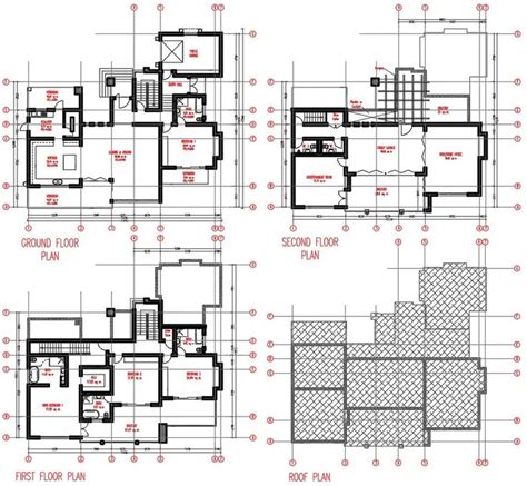 4 Storey Residential House Floor Plan With Dimension In Drawings Cad