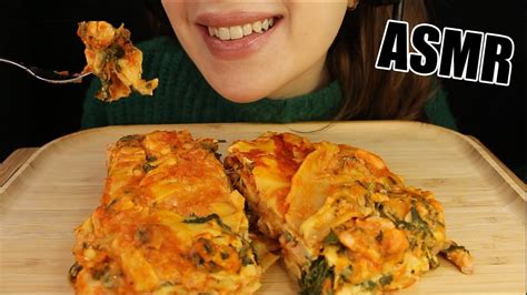 Asmr Cheesy Creamy Salmon Lasagna Eating Sounds Italian Food Mukbang