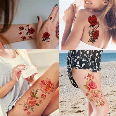 82 Sheets Flowers Temporary Tattoos Stickers Roses Butterflies And Multi Colored Mixed Style