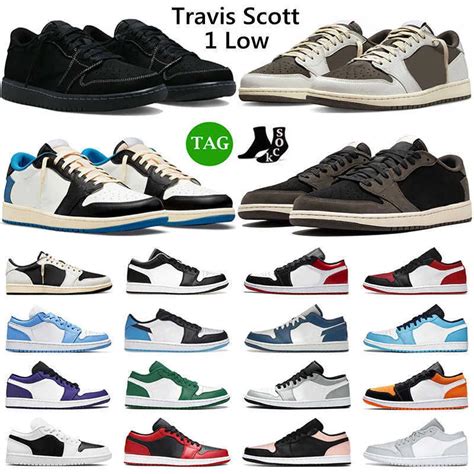 Travis Scotts 1 Low Basketball Shoes Men Women 1s Black Phantom Reverse ...