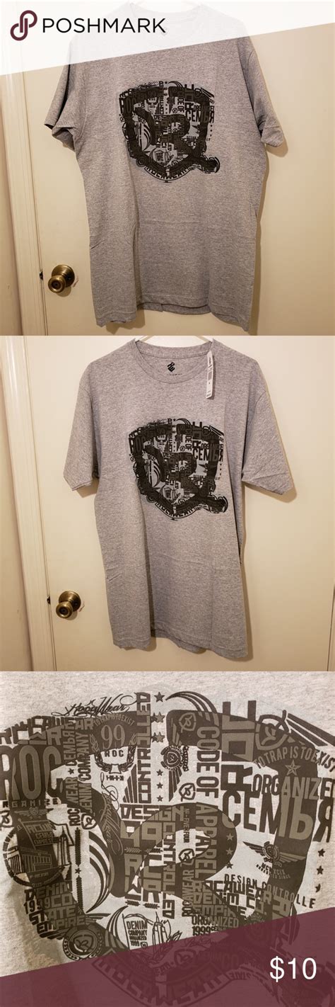 Rocawear Big R Graphic Print Gray T Shirt Rocawear Denim Company Enterprise 99 Mens Gray Big R