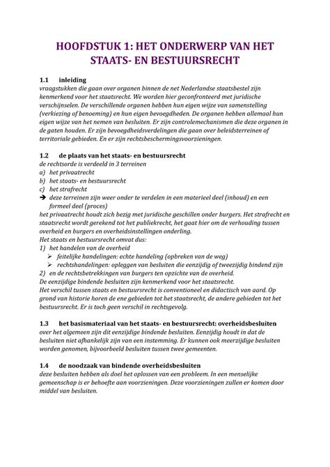 Samenvatting Burkens Hoofdstuk 1 Docx HOOFDSTUK 1 HET ONDERWERP VAN