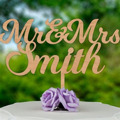 Rustic Mr And Mrs Wedding Cake Topper Personalised Wooden Etsy Uk