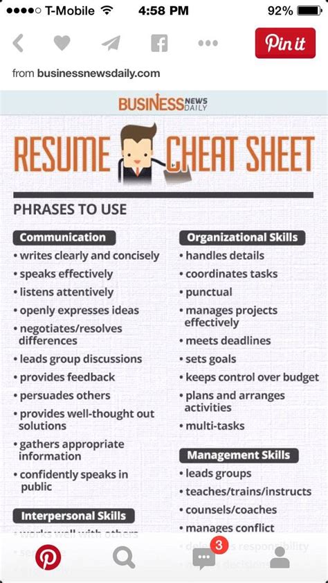 🎀resume Cheat Sheet🎀 Resume Tips Resume Job Interview Answers