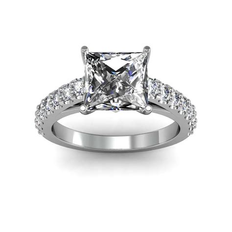 Ct Princess Cut Natural Diamond Pave Setting W Accents Natural