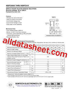 KBPC604 Datasheet PDF SEMTECH ELECTRONICS LTD