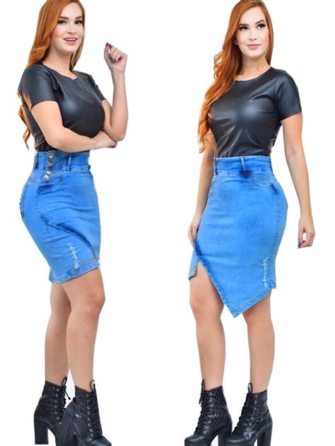 Saias Jeans Femininas Da Moda Evangelica Fenda Atacado MercadoLivre