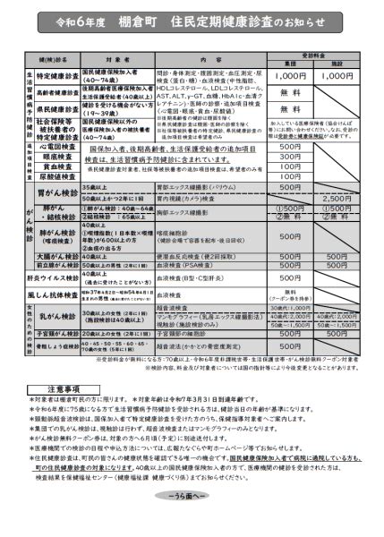 令和6年度住民健康診査のお知らせ 棚倉町公式ホームページ