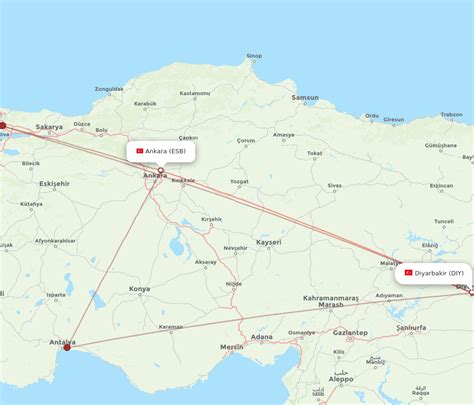 Flights From Diyarbakir To Ankara Diy To Esb Flight Routes