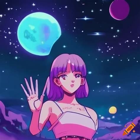 Aesthetic Anime 90s Style Space With Anime Girl Floating, 40% OFF