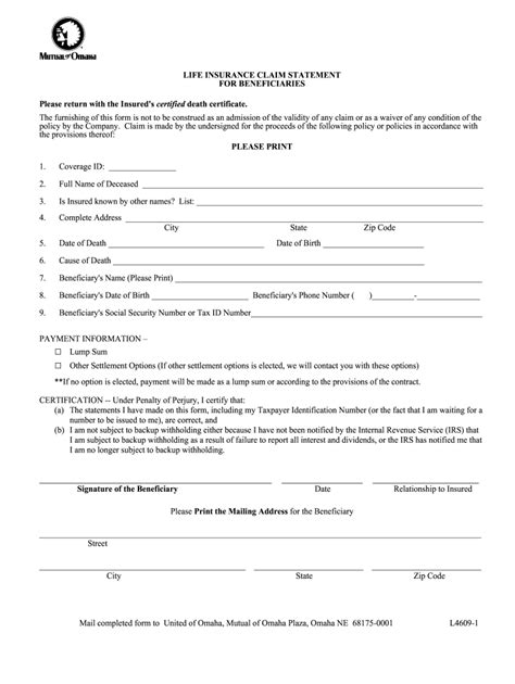 Mutual Of Omaha Death Claim Form Fill Online Printable Fillable