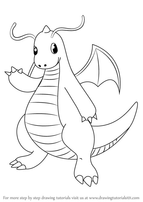 How To Draw Dragonite From Pokemon Drawingtutorials101 Com Artofit