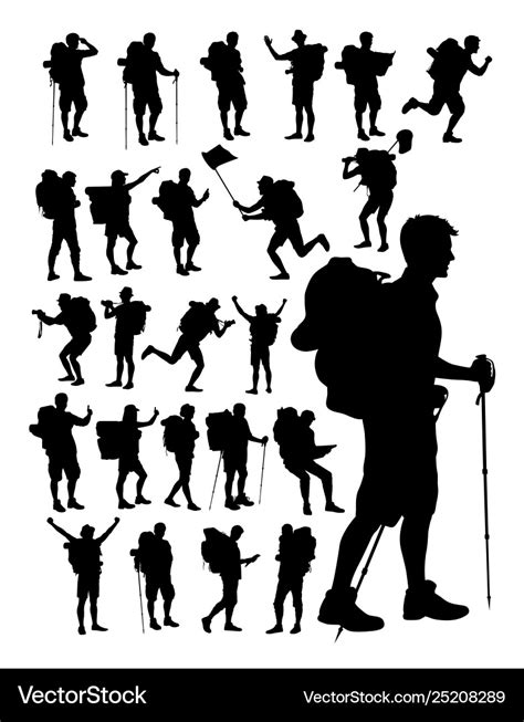 Hiker Silhouette Detail Silhouette Royalty Free Vector Image