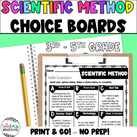 Scientific Method Science Menus Choice Boards And Activities 3rd 5th Grade A Teachers