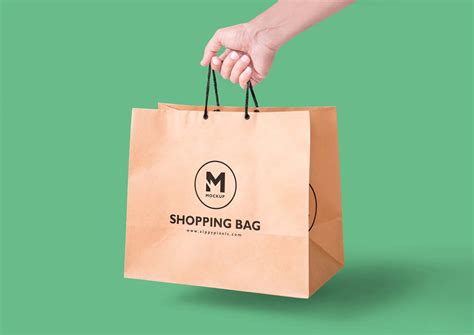 Free Handheld Paper Bag Mockup (PSD)