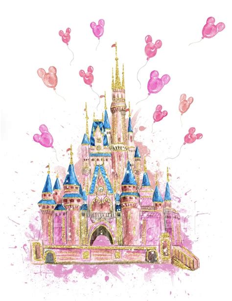 Disney castle art print disneyworld castle printable disney castle ...