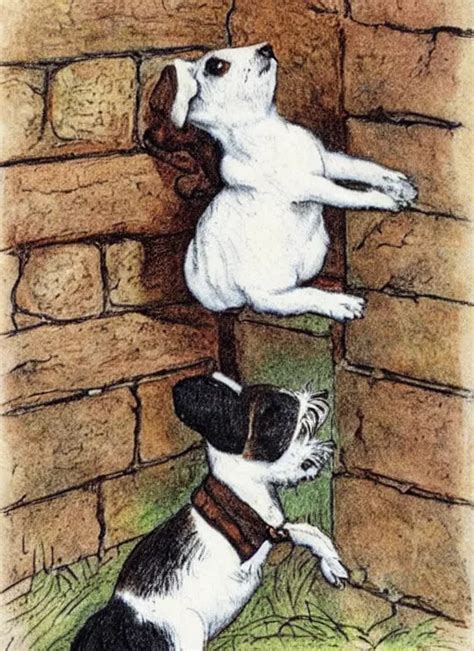 Jack Russel Terrier Balancing On Brick Wall Stable Diffusion OpenArt