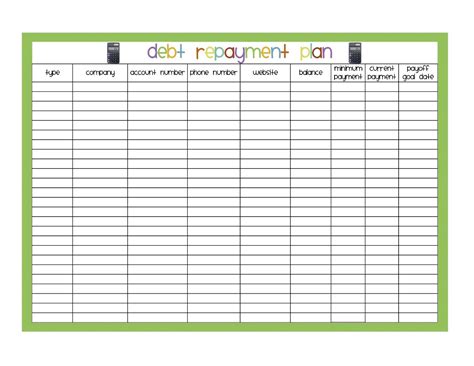 Debt Repayment Plan Worksheet