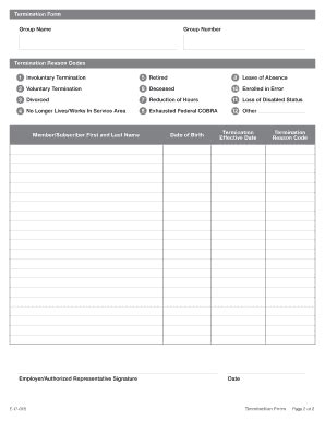 Fillable Online Termination Form Termination Form Fax Email Print