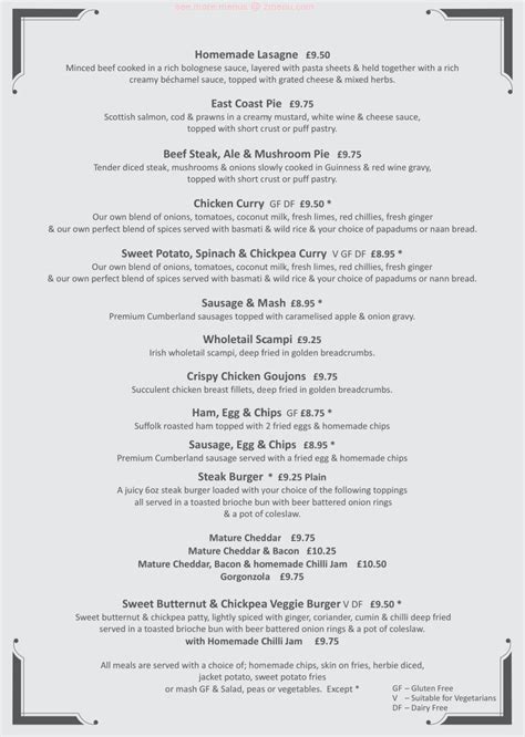 Menu At White Hart At Roydon Pub And Bar Diss