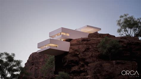 Minimalistic Cliff House Concept In Austvisualization