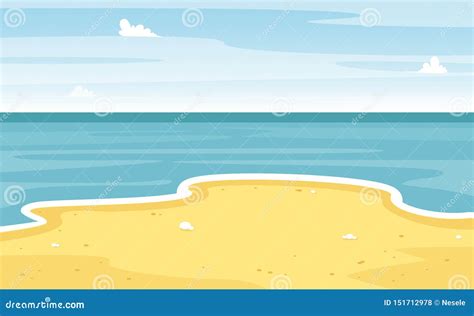 Beach And Sand Sea Or Ocean Scene Summer Landscape Cartoon Vacation