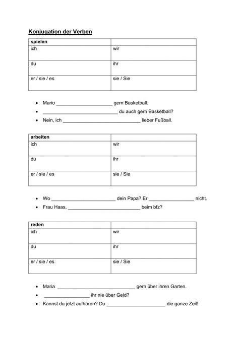 Konjugation Der Verben Exercise Live Worksheets