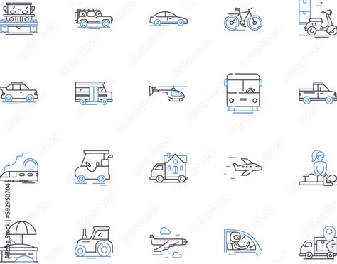 Transport And Travel Outline Icons Collection Logistics Planes Boats