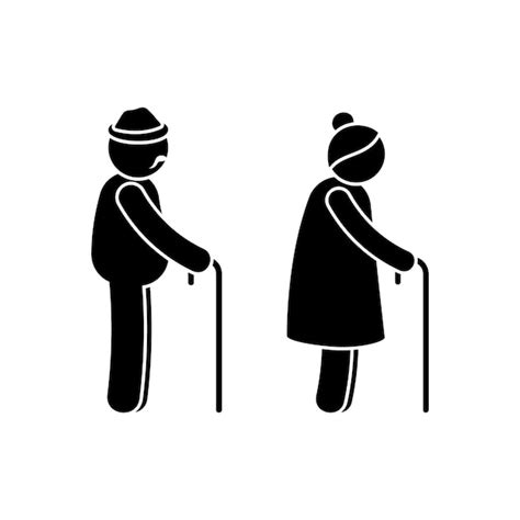 Premium Vector Grandpa And Grandma With Walking Cane