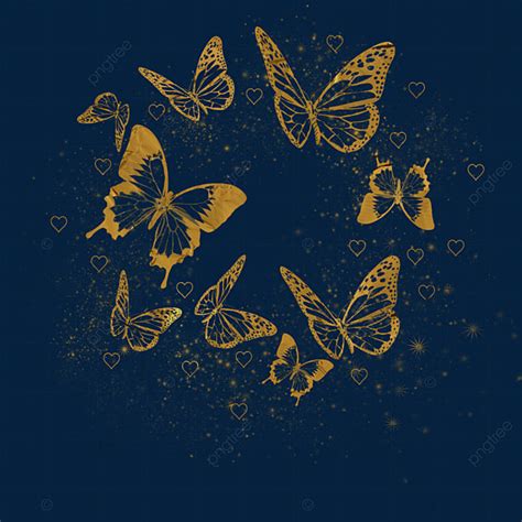 Light Effect Butterfly Png Picture Round Combination Gold Powder Light