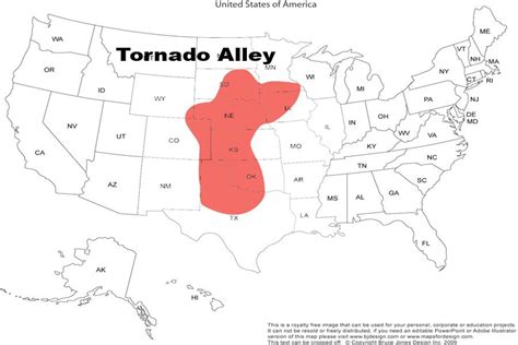 Tornado Alley Map For Kids