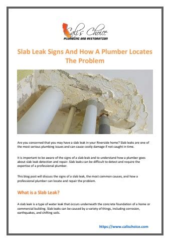 Slab Leak Signs And How A Plumber Locates The Problem