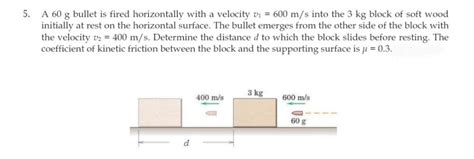 Solved 5 A 60 G Bullet Is Fired Horizontally With A