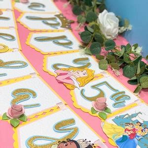 Happy Birthday Banner Disney Princesses Theme Party Princess Birthday ...