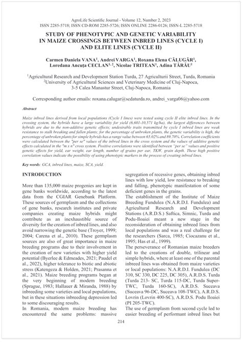 PDF STUDY OF PHENOTYPIC AND GENETIC VARIABILITY IN MAIZE CROSSINGS