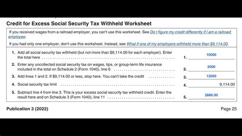 Credit For Excess Social Security Tax Withheld Worksheet Walkthrough