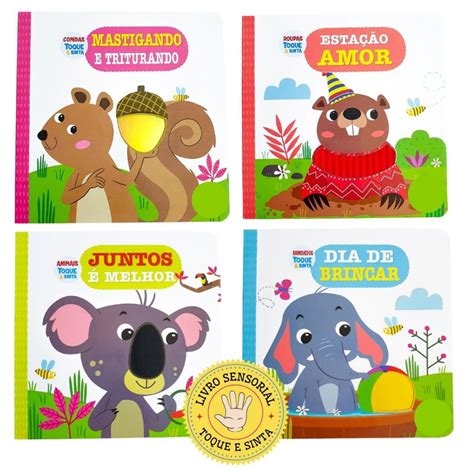 Kit Livros Toque E Sinta Animais Bichinhos Desenvolvimento Infantil