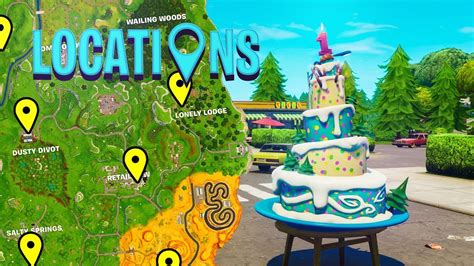 Fortnite Birthday Cake Locations Map