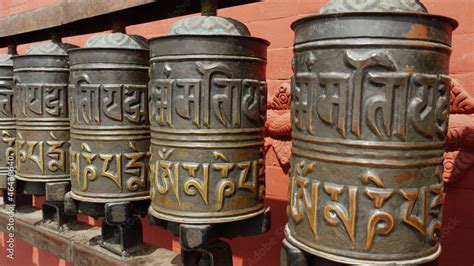 Buddhist prayer wheels. Kathmandu, Nepal. Stock Photo | Adobe Stock