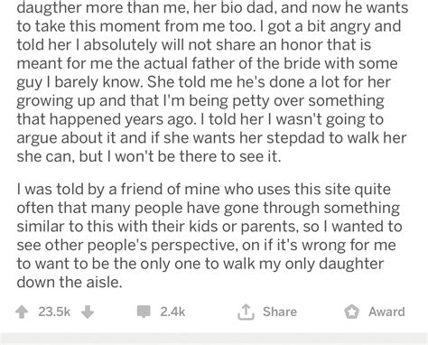 Dad Asks For Advice After Angrily Refusing To Walk His Daughter Down