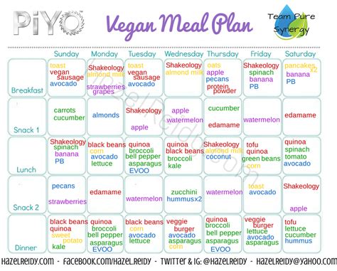 PiYo Meal Plan Made Vegan 21 Day Fix Vegetarian Vegan 21 Day Fix