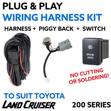 Toyota Landcruiser 200 Series 2016 Plug And Play Driving Light Lightbar Wiring Harness Switch Type