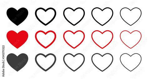 Heart Vector Icons Vector Set Heart Shape Valentines Day Medicine