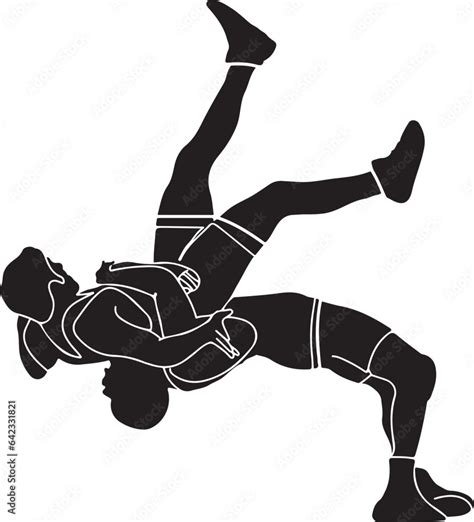 Silhouette Of Wrestlers Grappling Freestyle Wrestling Wrestler