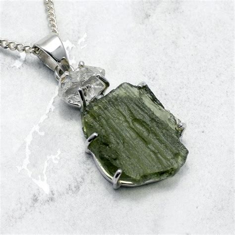 Moldavite Pendant Czech Moldavite Silver Pendant Authentic Etsy